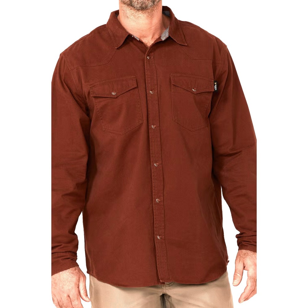 Hawx Mens Solid Mahogany Twill Pearl Snap Long Sleeve Work Shirt XLT Western NEW
